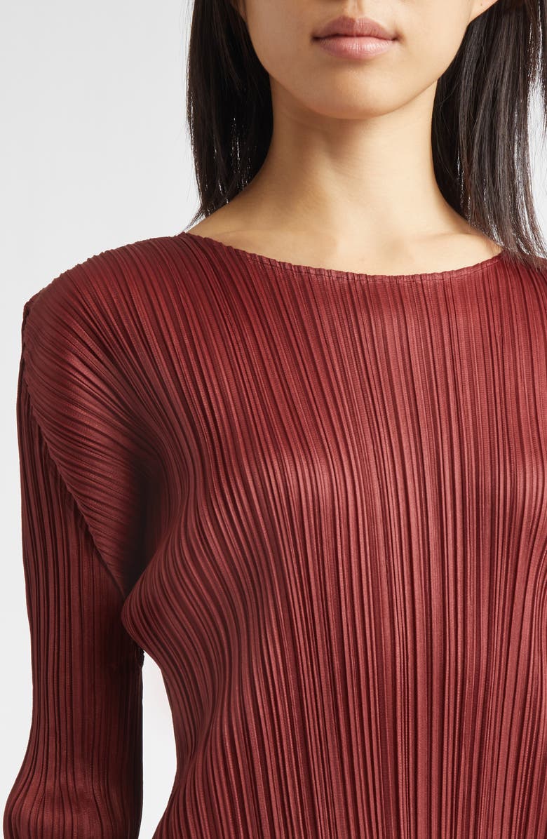 Pleats Please Issey Miyake Monthly Colors December Pleated Top, Alternate, color, Brown Red