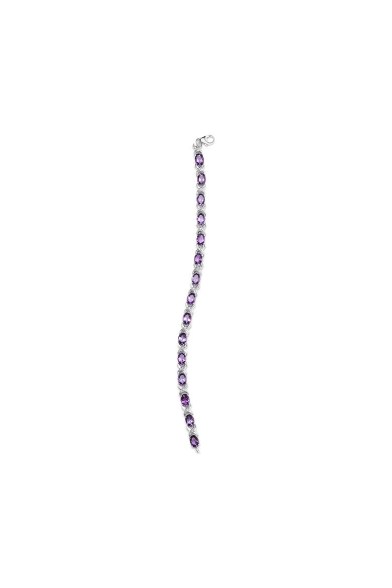 Silver Amethyst & Diamond Accent X-Link Bracelet, Alternate, color, White