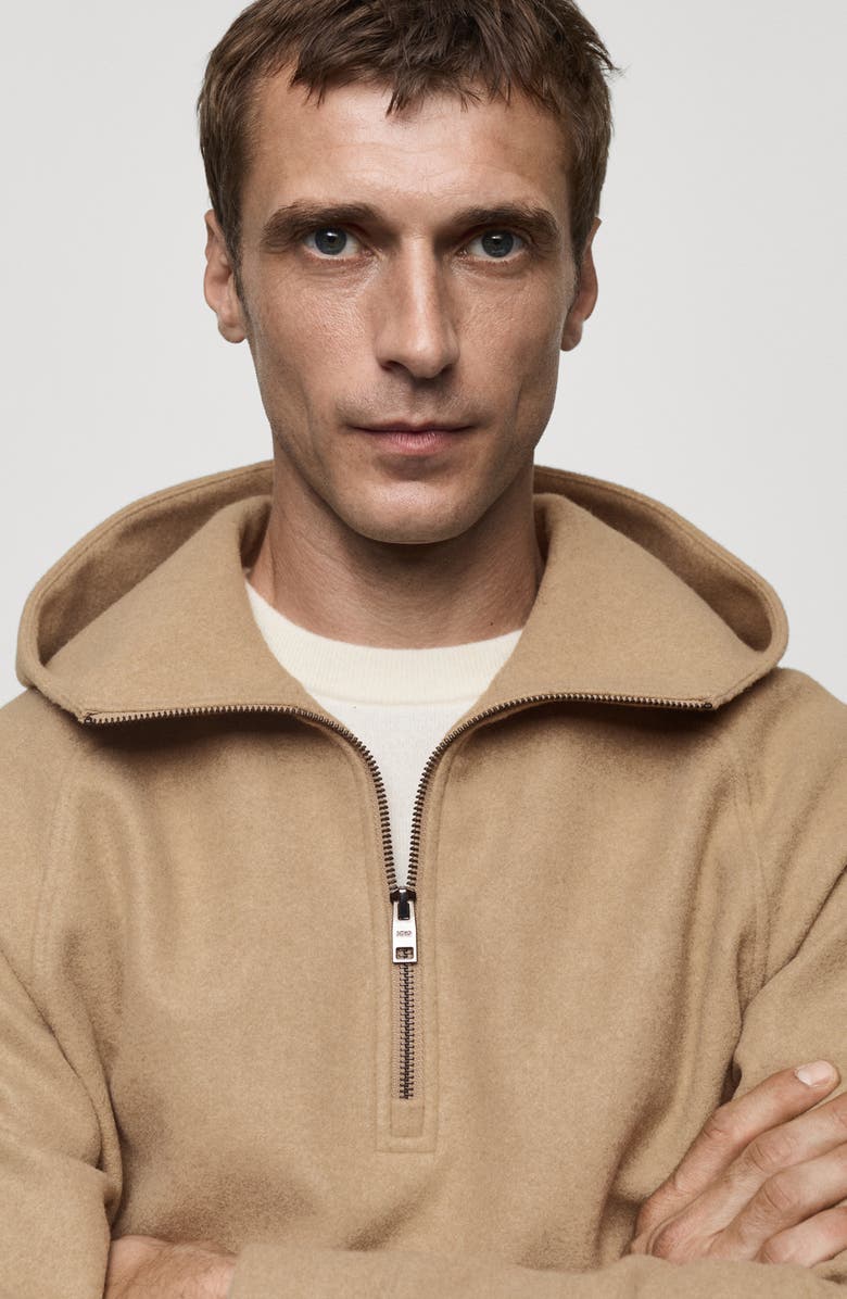 MANGO Flannel Quarter Zip Hoodie, Alternate, color, 