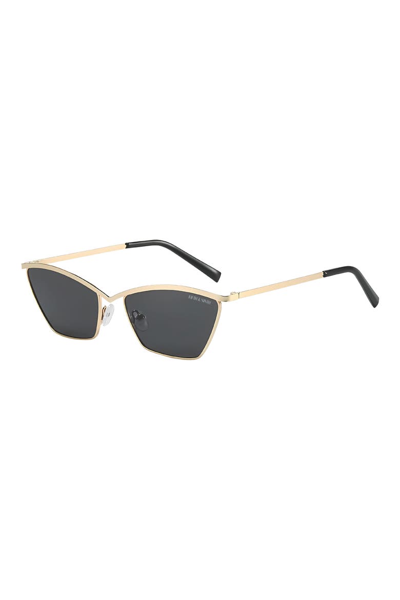 Devon 57mm Polarized Cat-Eye Sunglasses, Alternate, color, GOLD / BLACK