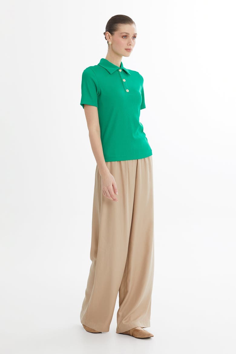 Green Snap-Closure Blouse, Alternate, color, Green