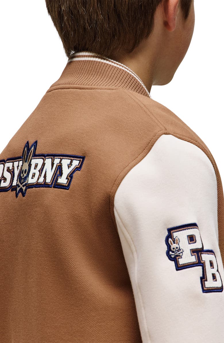 Psycho Bunny Kids' Wade Colorblock Graphic Bomber Jacket, Alternate, color,