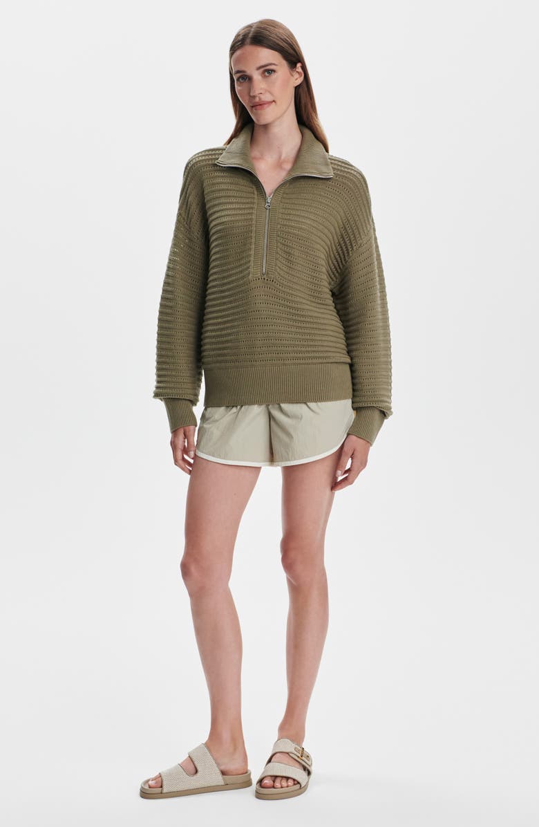 Varley Tara Pointelle Half Zip Sweater, Alternate, color, Dusky Green