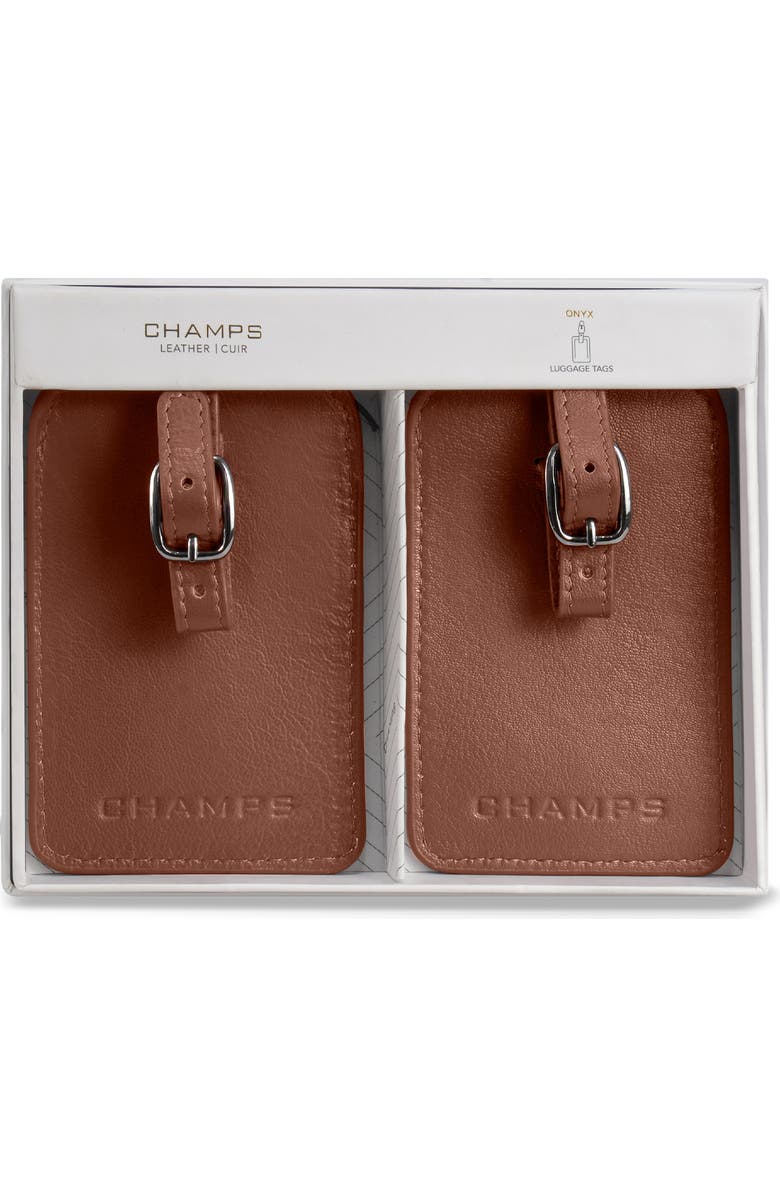 CHAMPS Leather Luggage Tags, Alternate, color, Brown