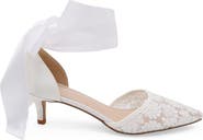 Kailee P Claudia Crochet Lace Kitten Heel with Satin Wrapped Tie