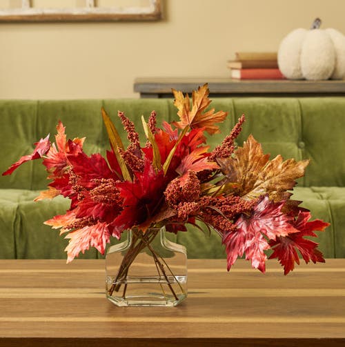 Darby Creek Trading Mixed Fall Brown & Burgundy Red Maple Leaf & Rust Astilbe In Burgundy