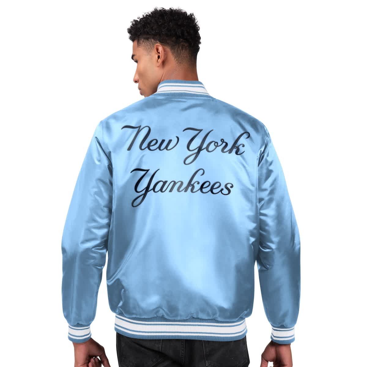Men's Starter Light Blue New York Yankees Locker Room Satin Full