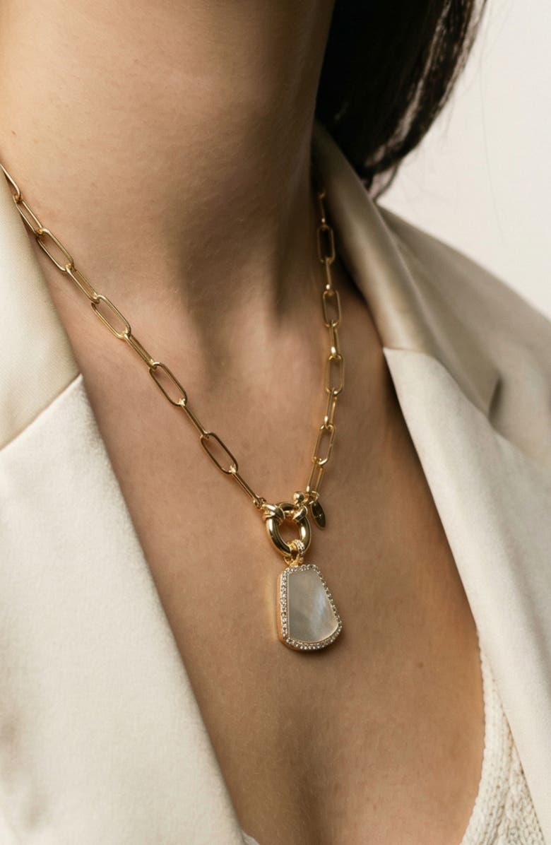 ARGENTO VIVO Mother-of-Pearl Tag Pendant Necklace, Alternate, color, Gold
