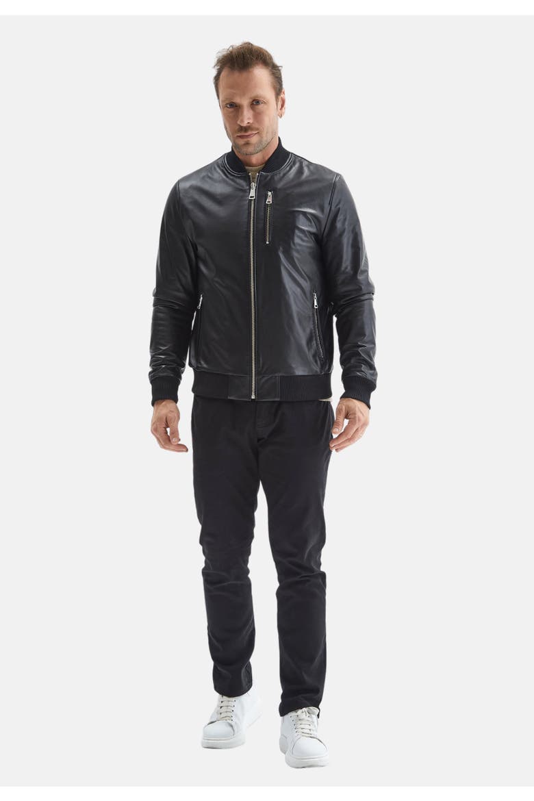 Jasper Leather Jacket, Alternate, color, Black