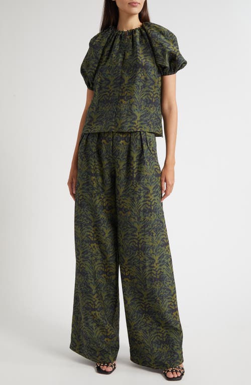 Ulla Johnson Charlie Print Wide Leg Pants In Green