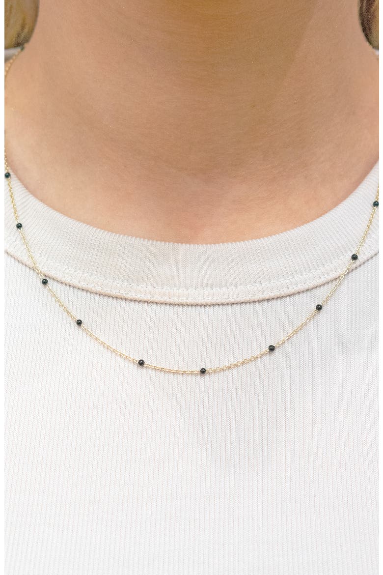 Enamel Dot Station Necklace, Alternate, color, GOLD/ BLACK