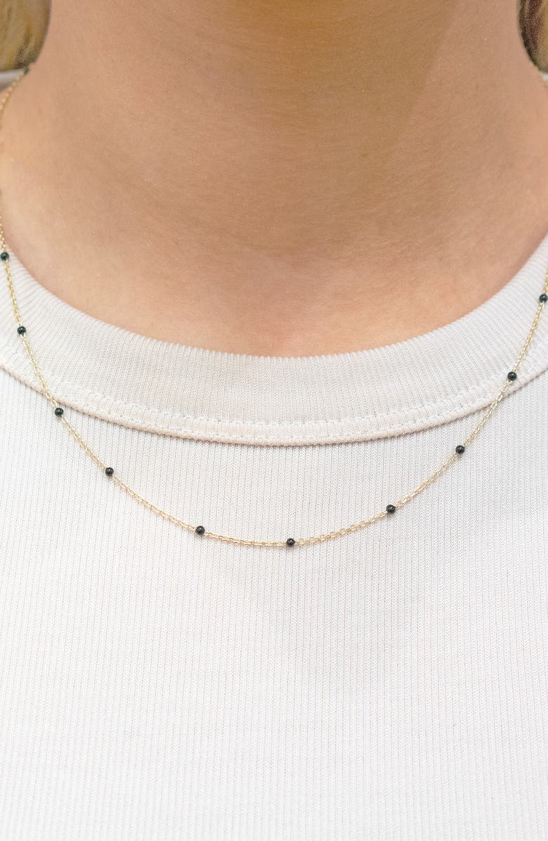 Argento Vivo Sterling Silver Enamel Dot Station Necklace, Alternate, color, Gold/ Black