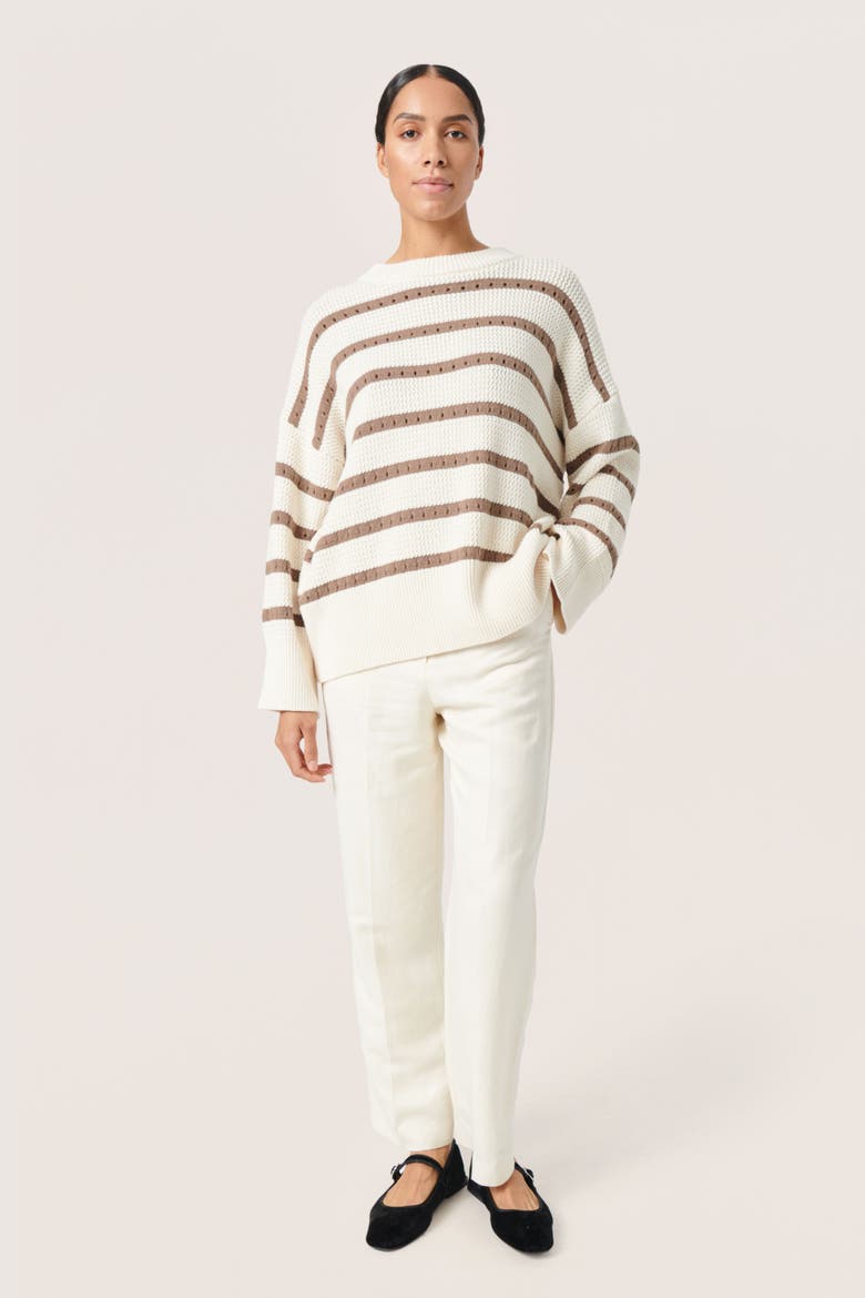 Ravalina Stripes Casual Fit Pullover, Alternate, color, White and Walnut Stripe