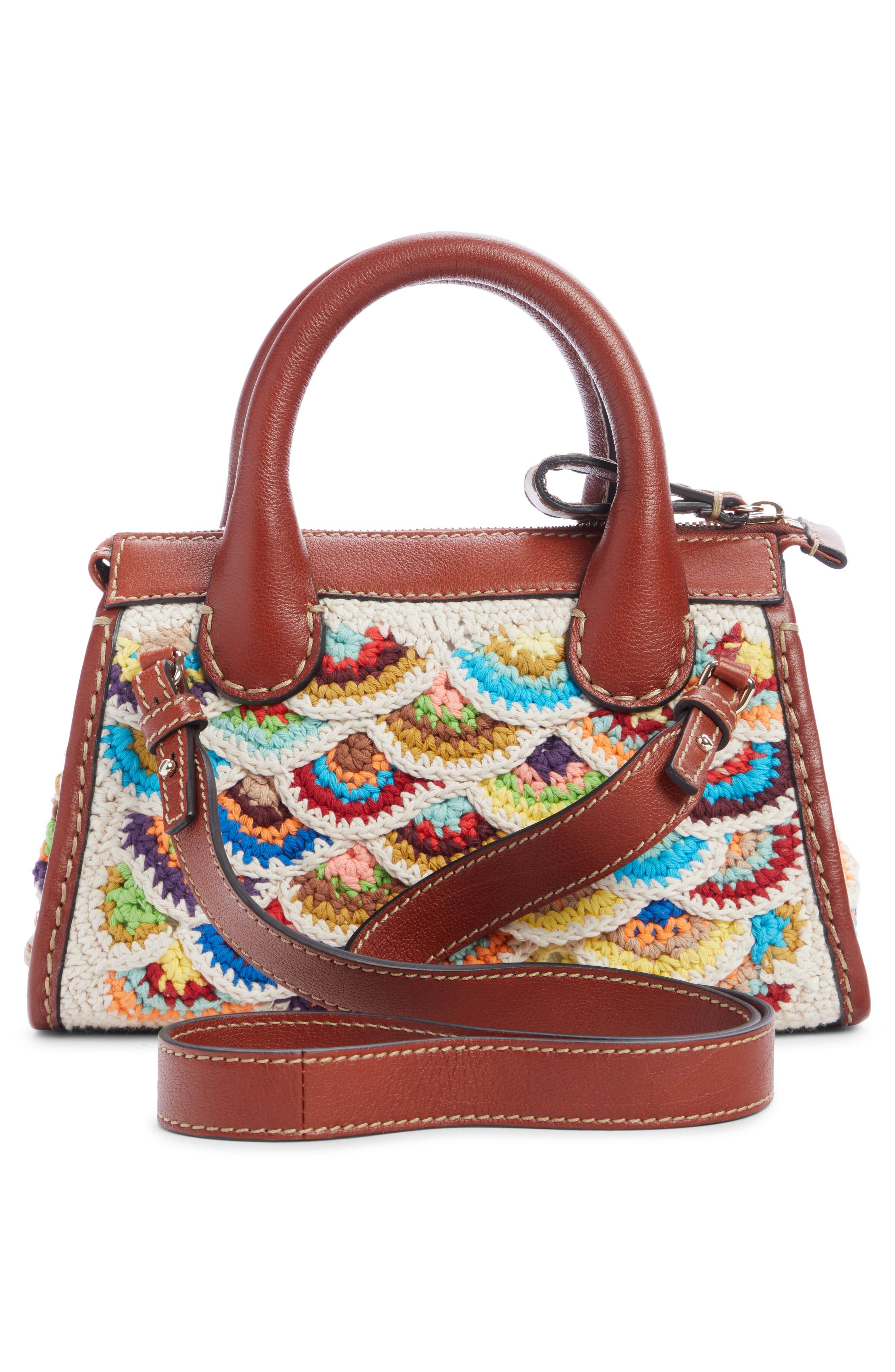 Chloé Mini Edith Scallop Wool & Cashmere Crochet Satchel, Alternate, color, 