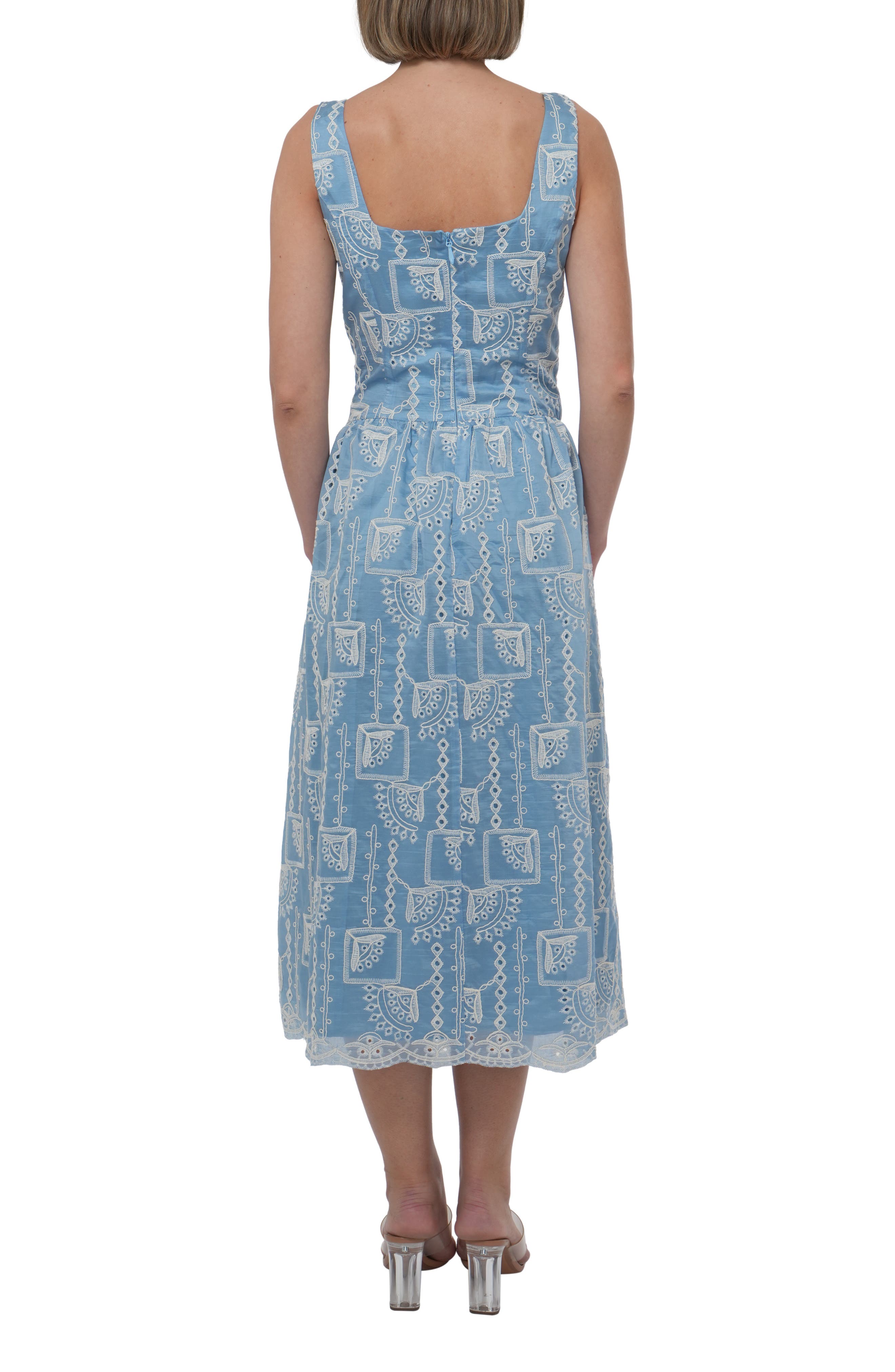 Embroidered Tie Front Midi Dress - image 2