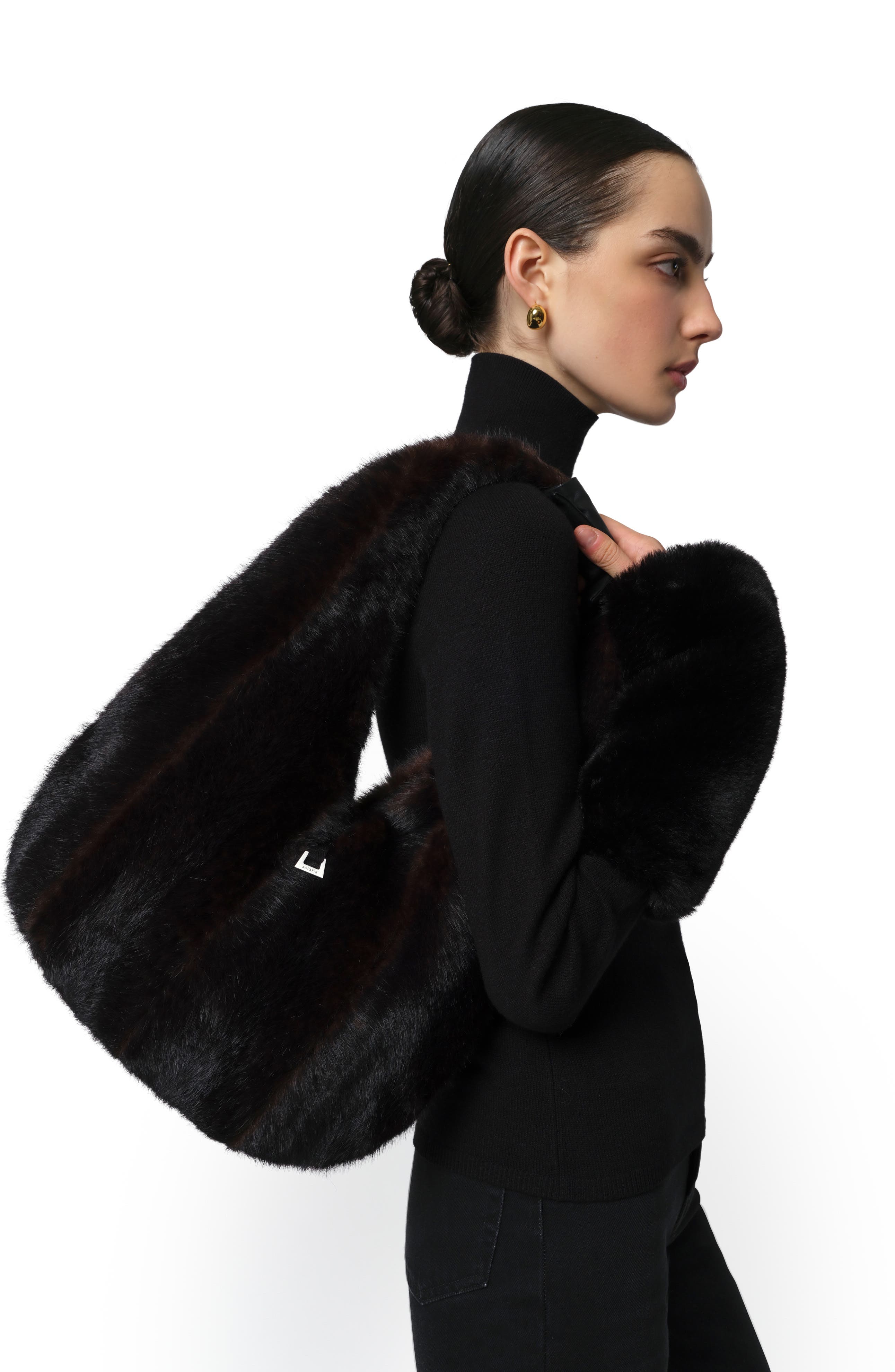 Apparis Colette Faux Mink Ring Bag, Alternate, color, Noir Multi