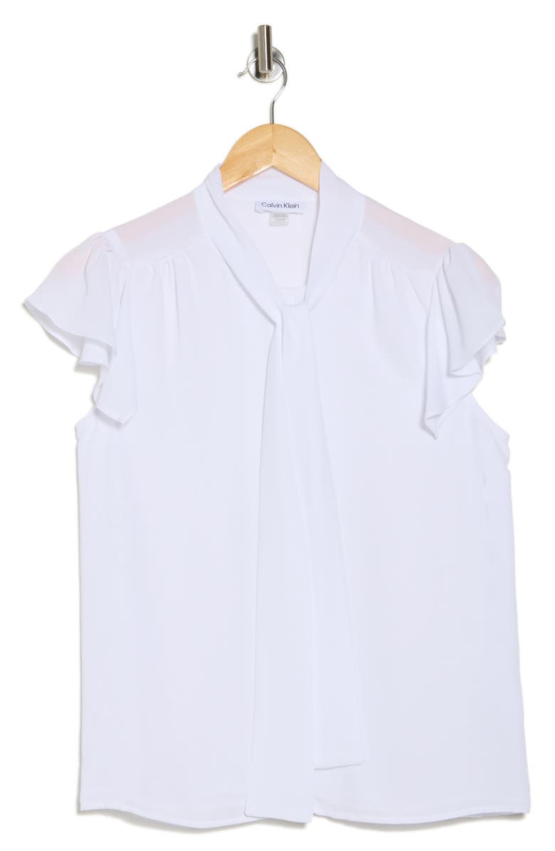 Calvin Klein Tie Neck Top, Alternate, color, 