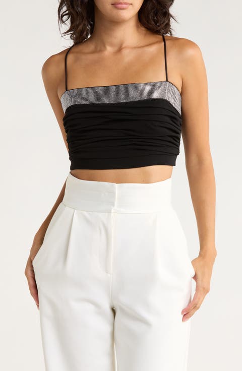 Elizabeth Rhinestone Scrunch Crop Top