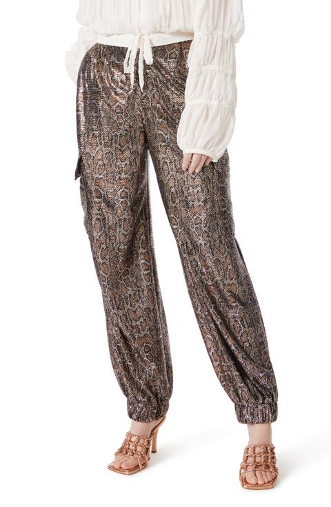 Metallic Snakeskin Print Joggers