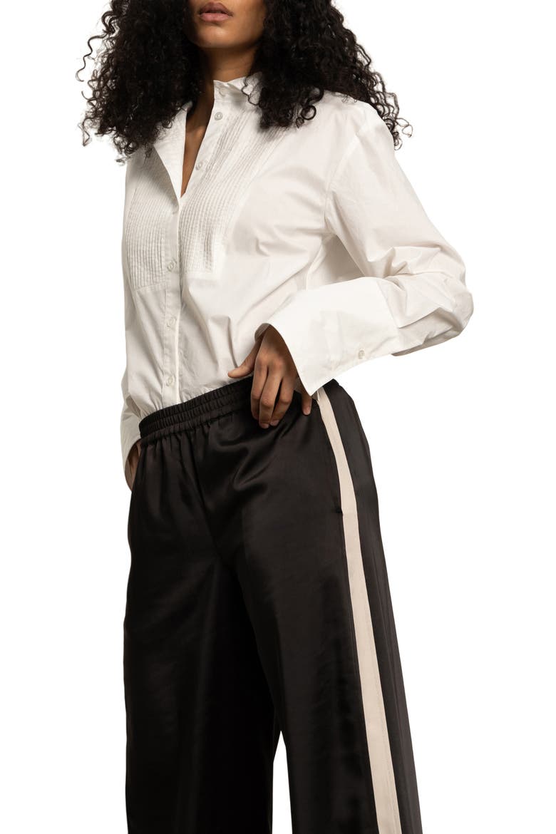 Satin Track Pants, Alternate, color, BLACK