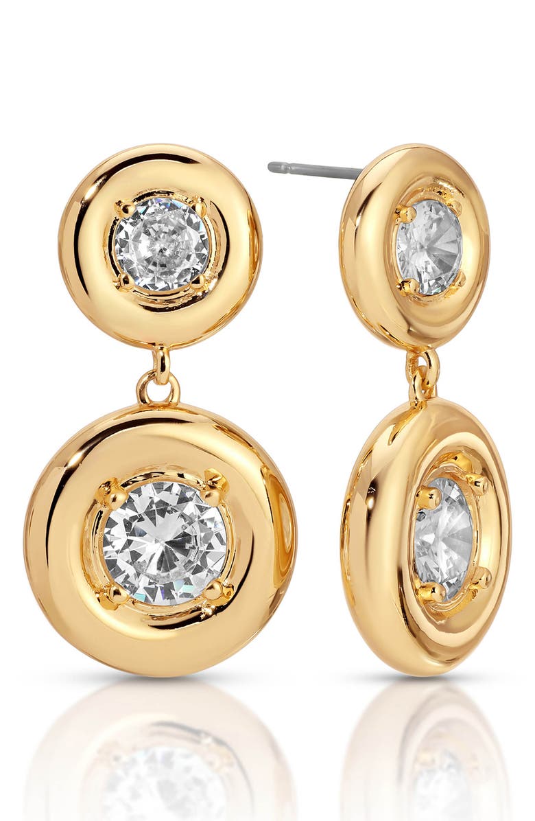 Ettika Crystal Drop Earrings, Alternate, color, Gold