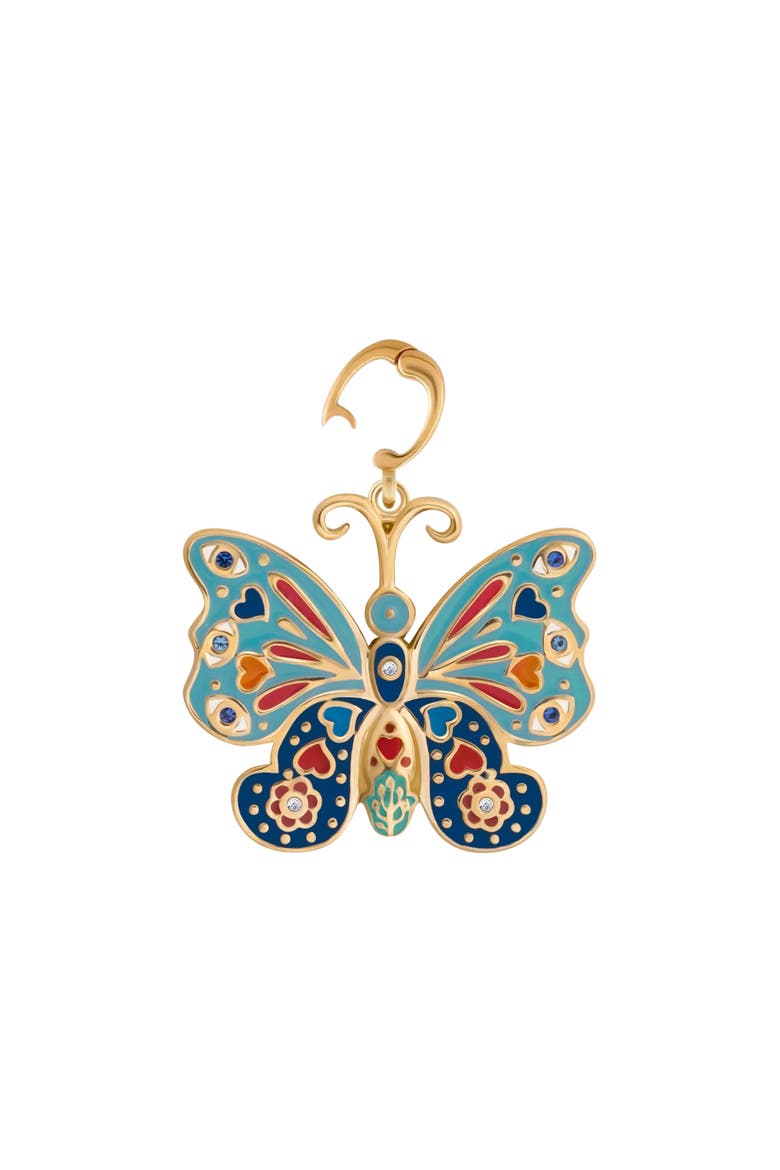 Vibrant Awakening Butterfly Charm Necklace, Alternate, color, Gold/Multicolor