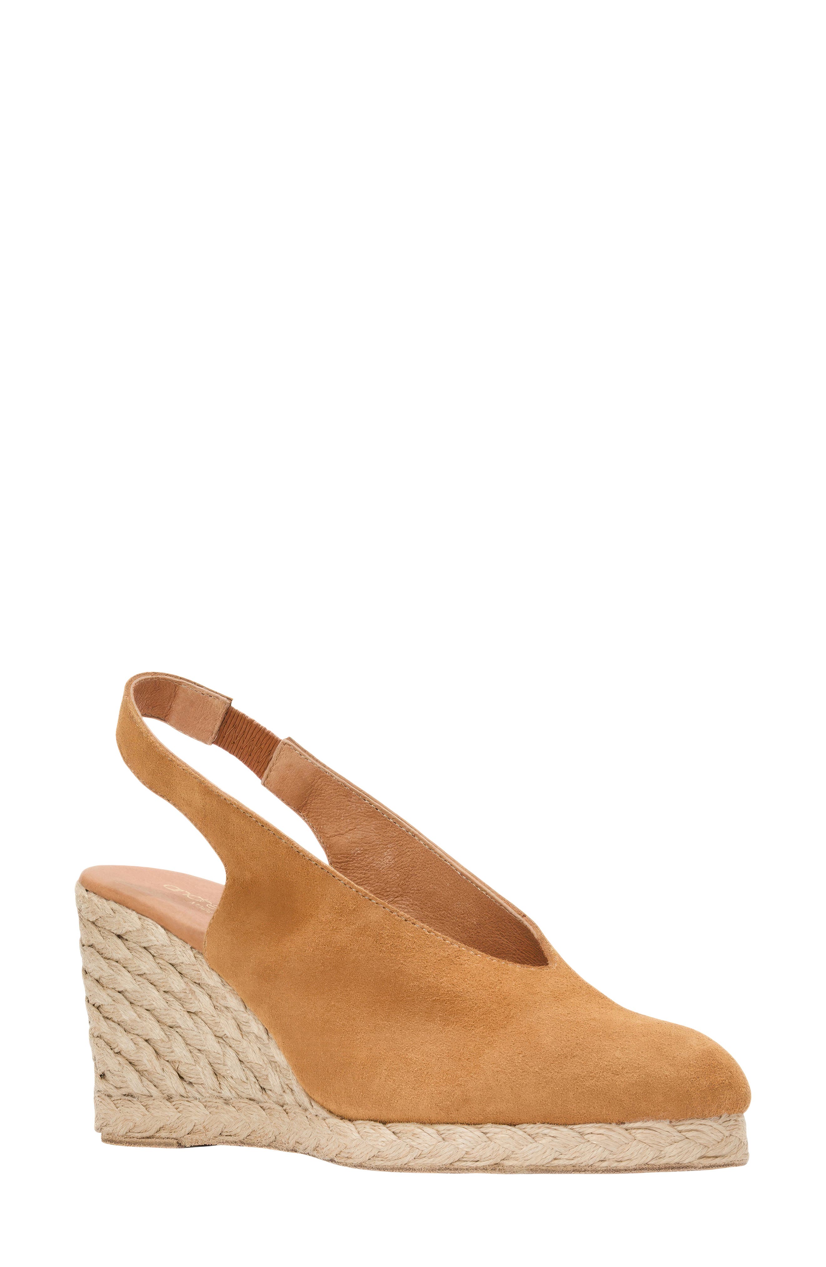 André Assous Pamala Espadrille Slingback Platform Wedge Pump, Main, color, Cuero Suede