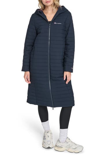 Champion Hooded Puffer Coat In Blue
