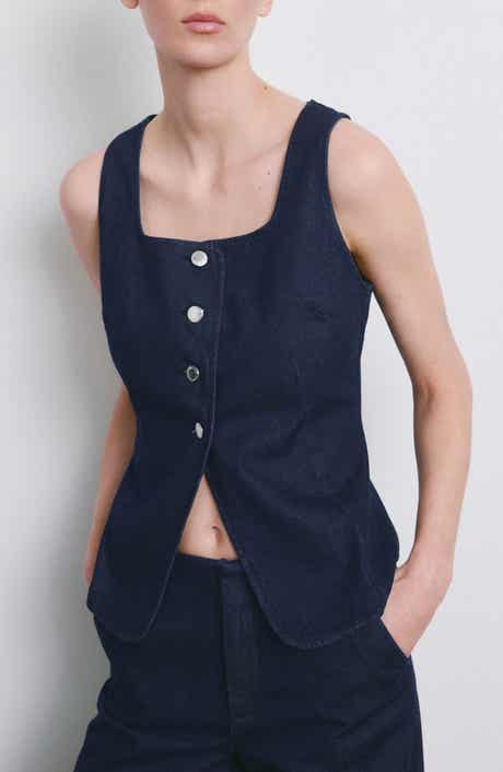 Square Neck Denim Vest