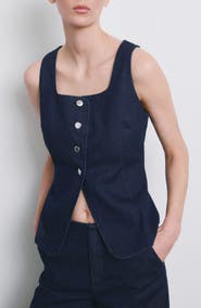 MANGO Square Neck Denim Vest
