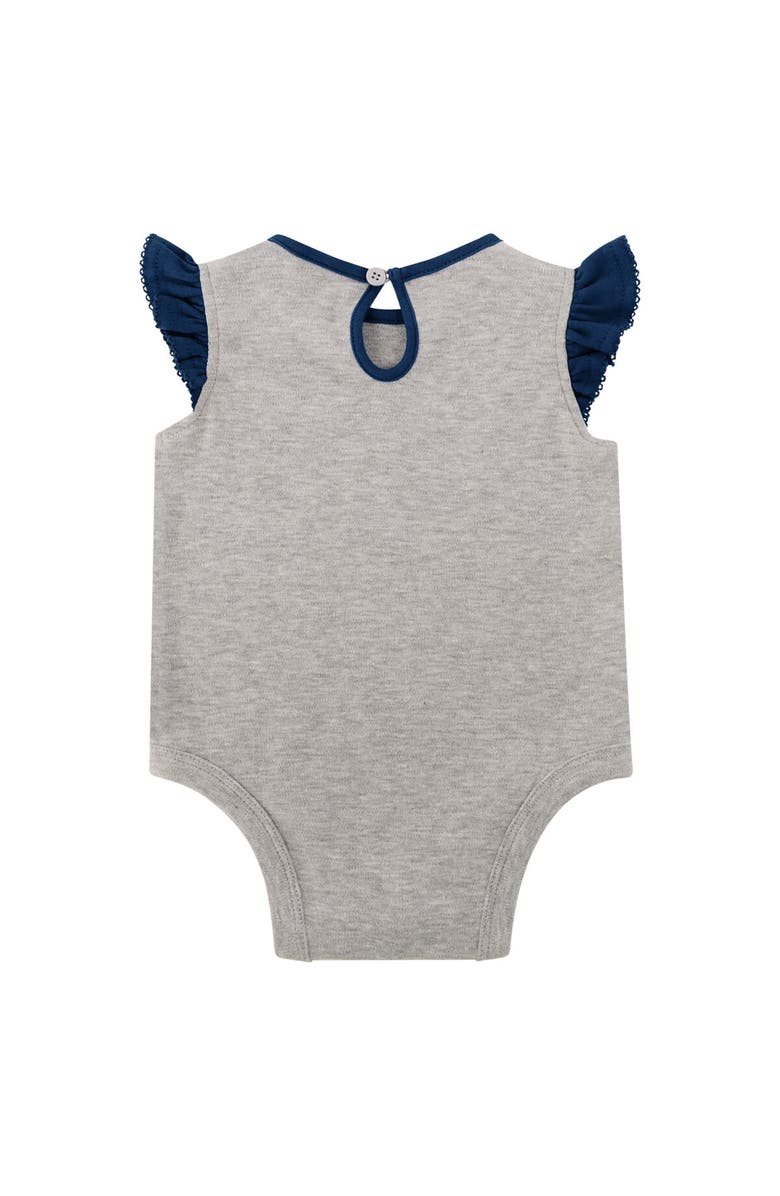Outerstuff Girls Infant Heather Gray/Navy New England Patriots All Dolled Up Three-Piece Bodysuit, Skirt & Booties Set, Alternate, color, 
