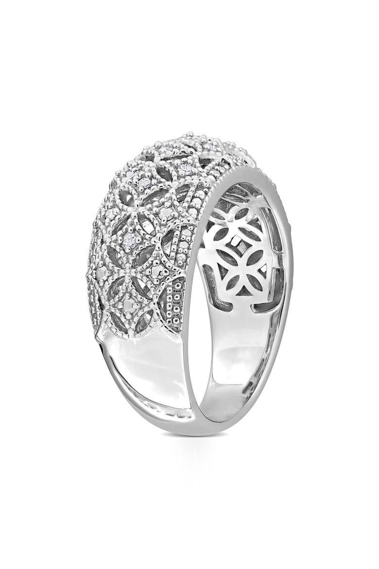Sterling Silver Diamond Wide Band Ring - 0.096ct, Alternate, color, SILVER