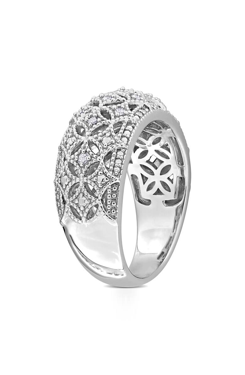 DELMAR Sterling Silver Diamond Wide Band Ring - 0.096ct, Alternate, color, Silver