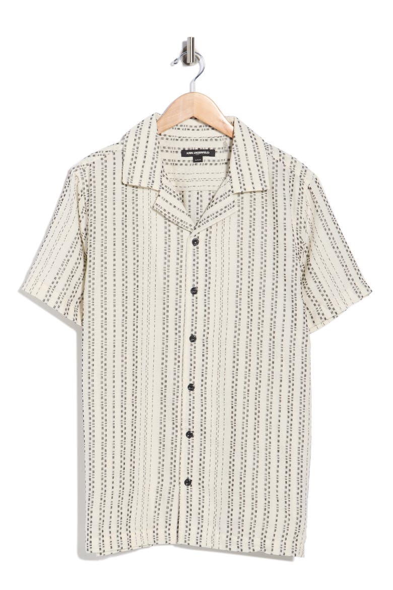 Stripe Camp Shirt, Alternate, color, WHITE/ BLACK