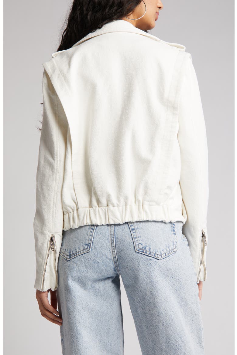 Cotton Crepe Moto Jacket, Alternate, color, SO ICE