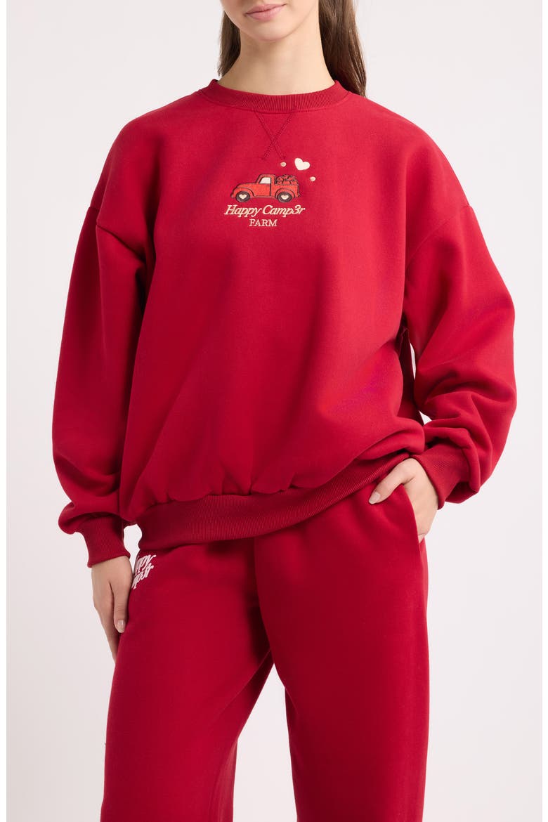 Fresh Picked Crewneck Sweatshirt, Main, color, DEEP RED