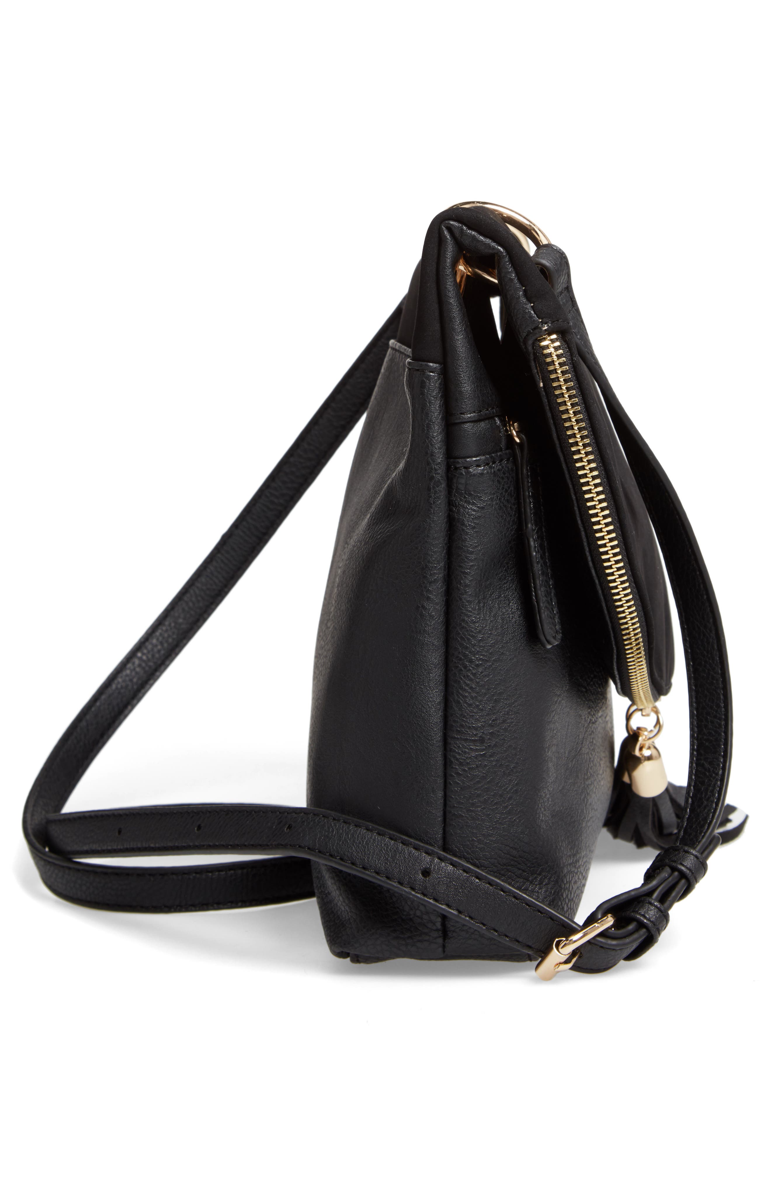 BP. Faux Leather Foldover Tassel Crossbody Bag, Alternate, color, 