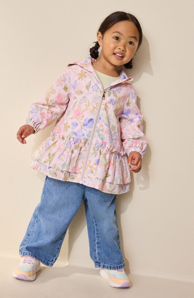 NEXT Kids' Floral Water Resistant Hooded Jacket, Alternate, color, Pink
