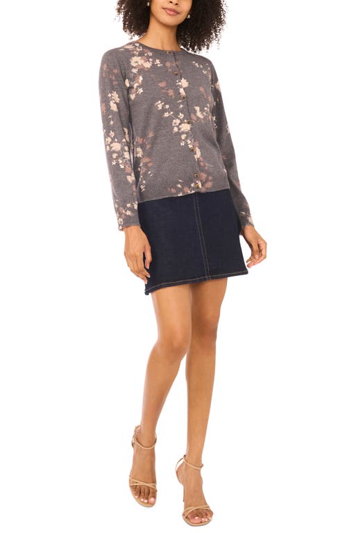 Vince Camuto Floral Cardigan In Gray
