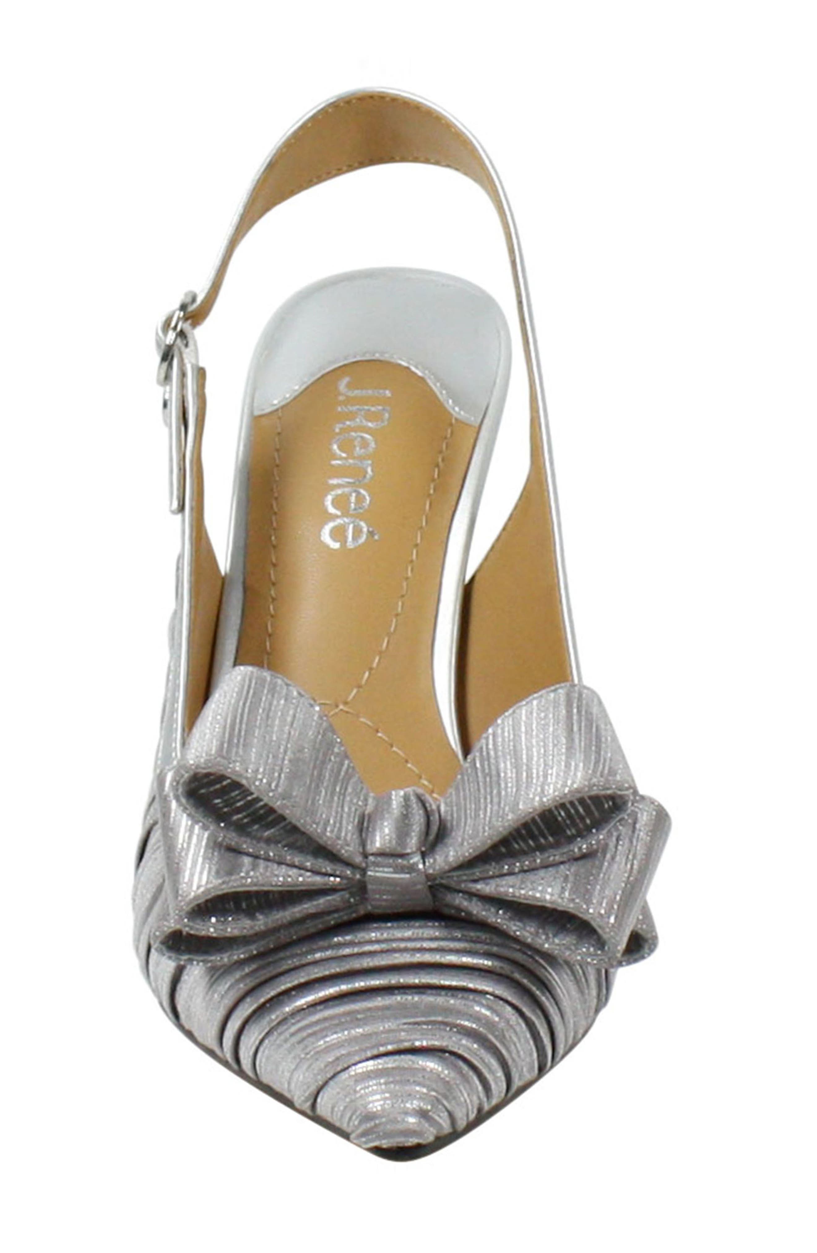 Charise Bow Pointed Toe Slingback Pump, Alternate, color, SILVER FABRIC