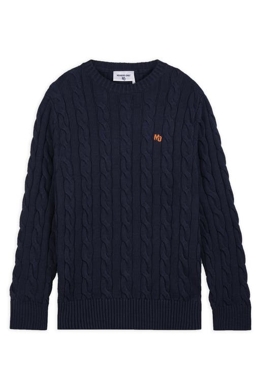 Members Only Crew Neck Cable Sweater In Blue
