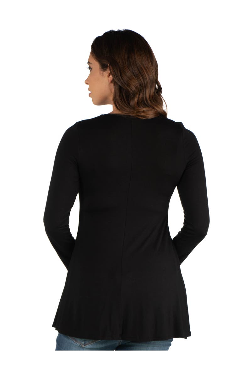 24seven Comfort Apparel Maternity Long Sleeve Swing Style Flared Tunic Top, Alternate, color, Black