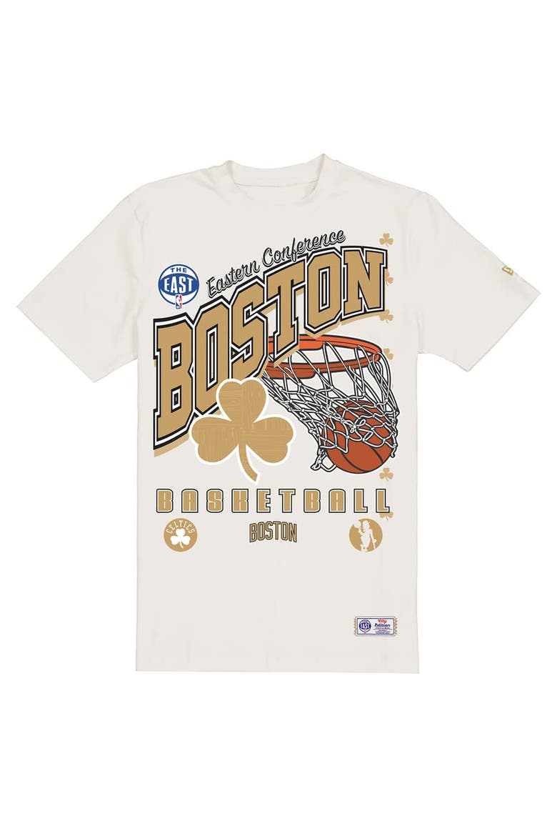 Men's New Era  Cream Boston Celtics Oversized City Edition Remix Vintage T-Shirt, Alternate, color, Cream