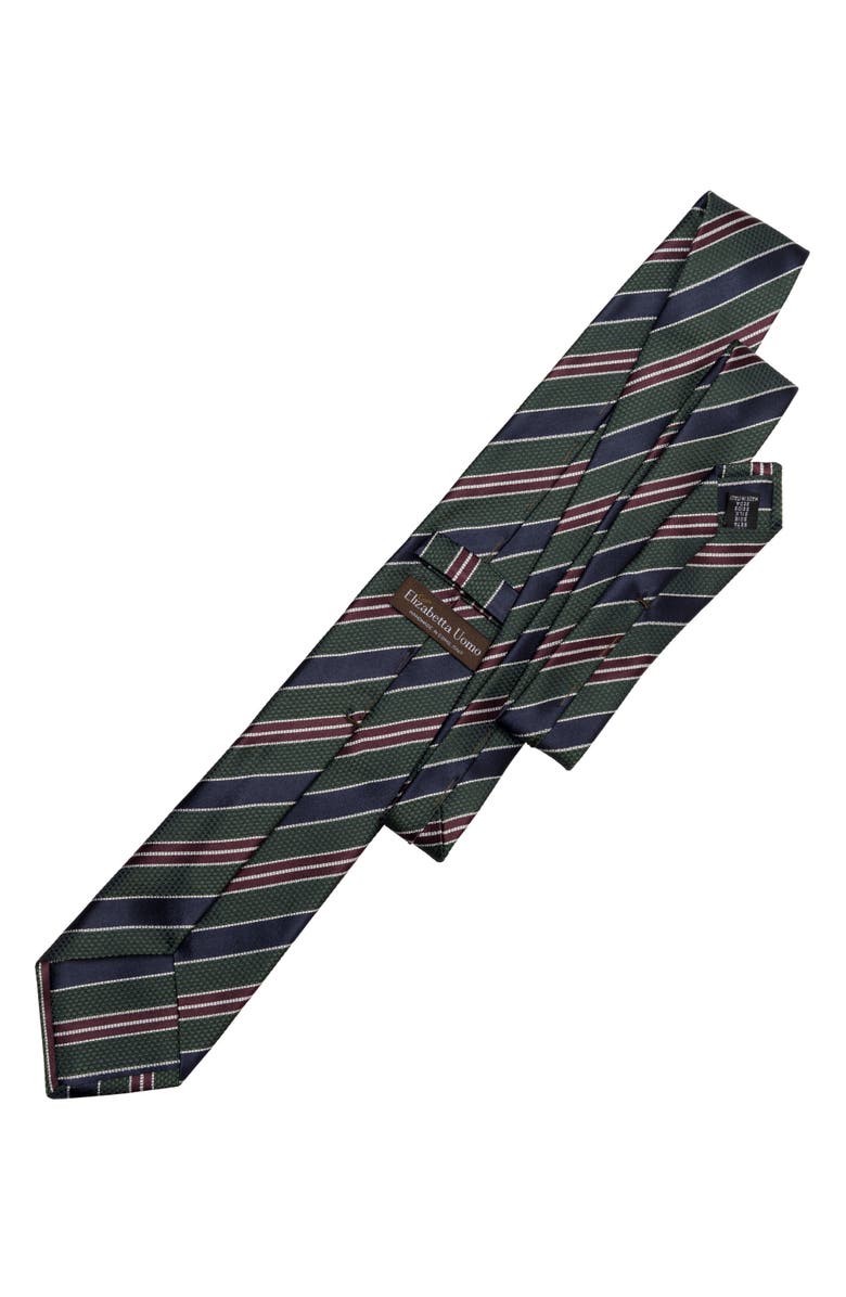 Elizabetta Vesuvio - Extra Long Silk Jacquard Tie for Men, Alternate, color, Green And Navy