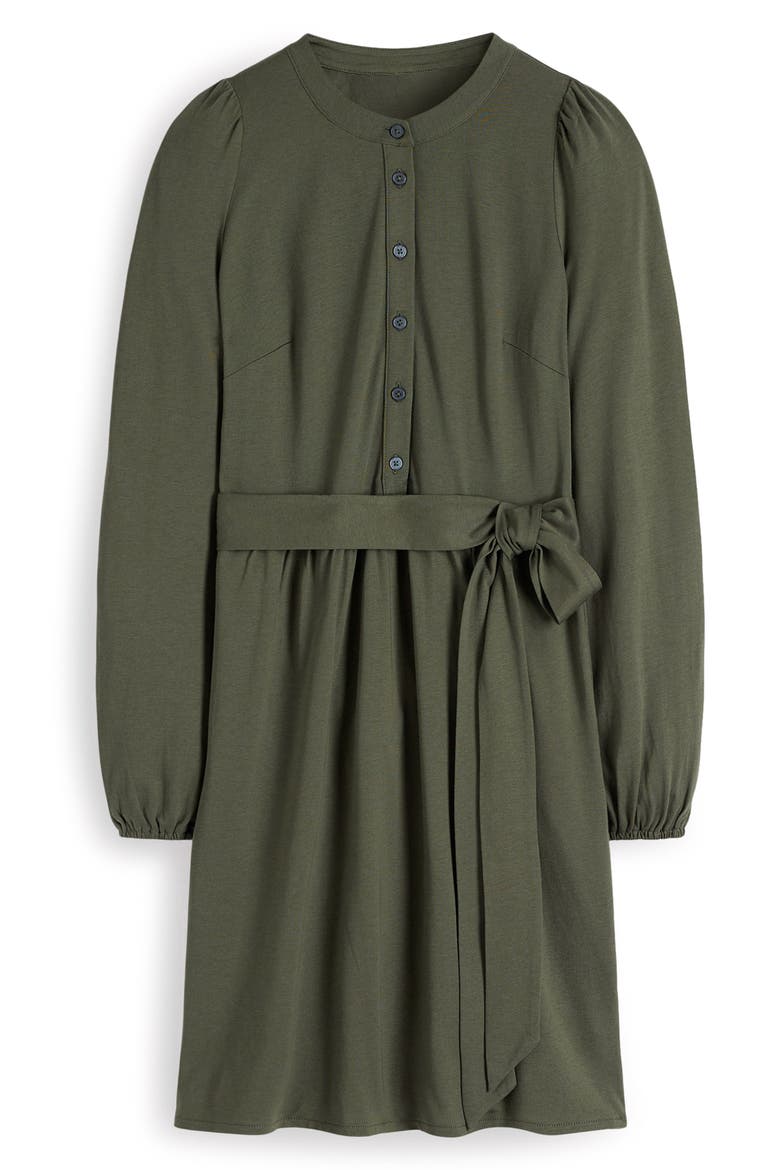 Adele Belted Jersey Dress, Main, color, CHROME GREEN
