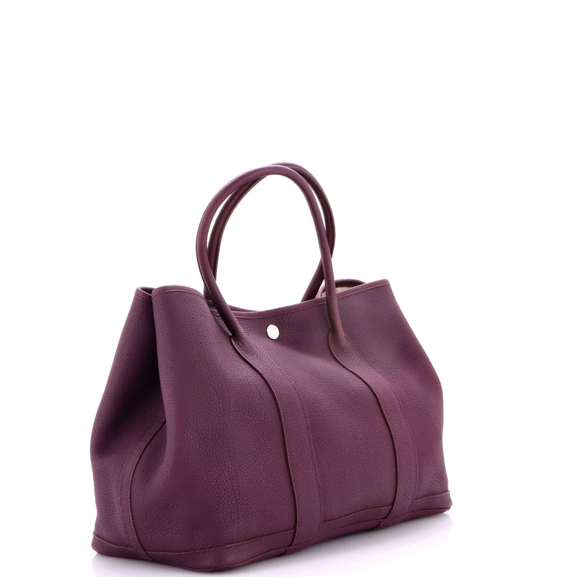 Pre-Owned Hermes Garden Party Tote Leather 36, Alternate, color, Cassis