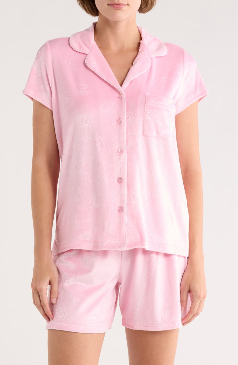 DREAMWEAR Halloween Embossed Velour Short Pajamas, Main, color,