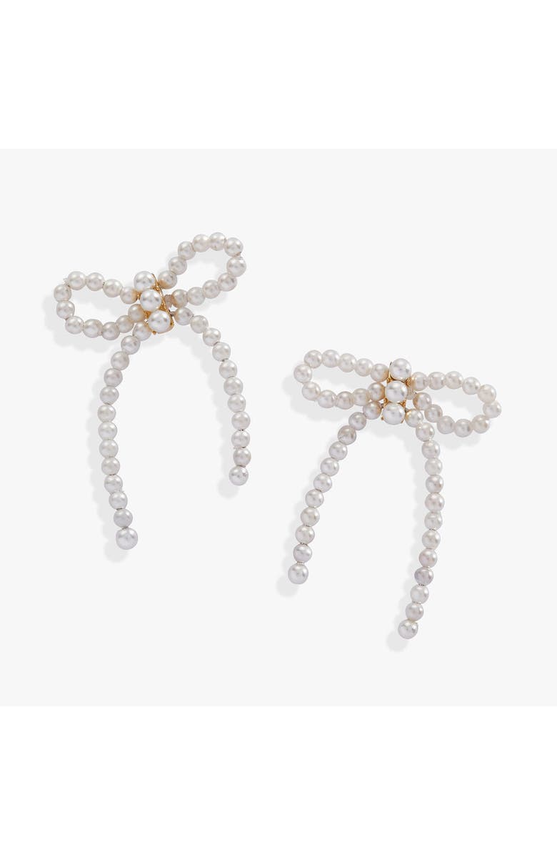 Alex and Ani Pearl Bow Earrings, Main, color, Pearl