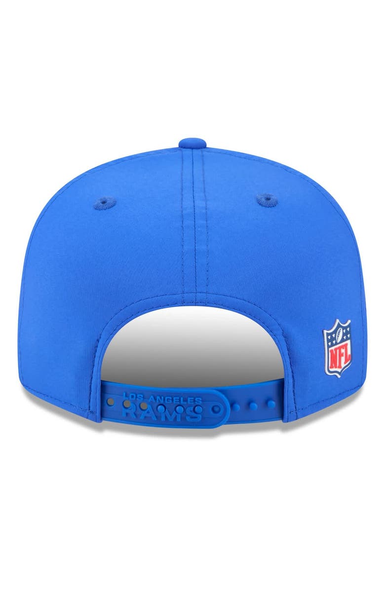 New Era Men's New Era Royal Los Angeles Rams 2025 Sideline Split Panel 9FIFTY Snapback Hat, Alternate, color,