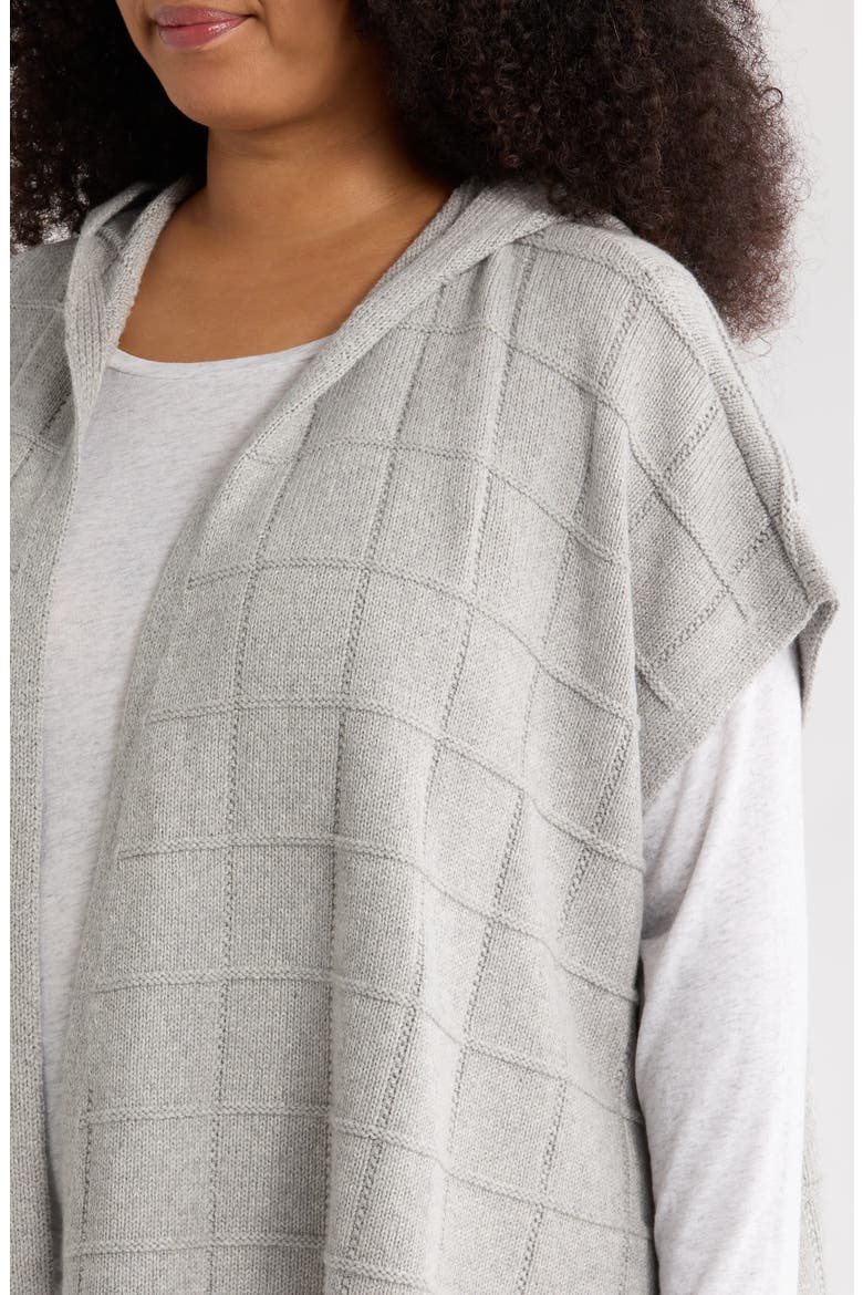 Hooded Open Front Cotton & Recycled Cashmere Poncho, Alternate, color, DARK PEARL